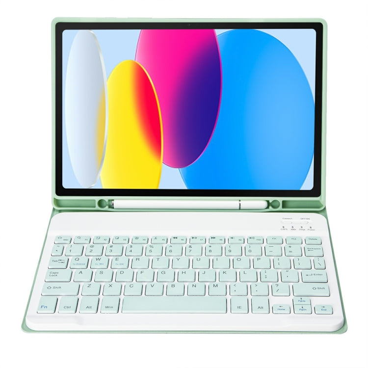 For iPad 10th Gen 10.9 2022 A10B Lambskin Texture Ultra-thin Bluetooth Keyboard Leather Tablet Case with Pen Slot(Green) - Universal by PMC TechLife | Online Shopping South Africa | PMC TechLife