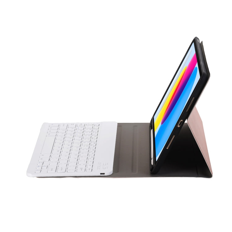 For iPad 10th Gen 10.9 2022 A10B Lambskin Texture Ultra-thin Bluetooth Keyboard Leather Tablet Case with Pen Slot(Rose Gold) - Universal by PMC TechLife | Online Shopping South Africa | PMC TechLife