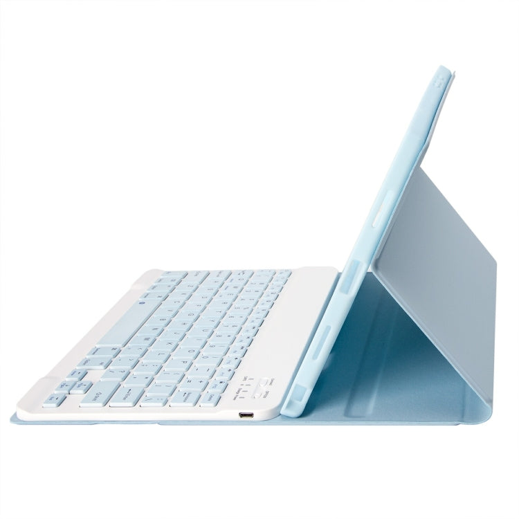 For iPad 10th Gen 10.9 2022 A10B Lambskin Texture Ultra-thin Bluetooth Keyboard Leather Tablet Case with Pen Slot(Baby Blue) - Universal by PMC TechLife | Online Shopping South Africa | PMC TechLife