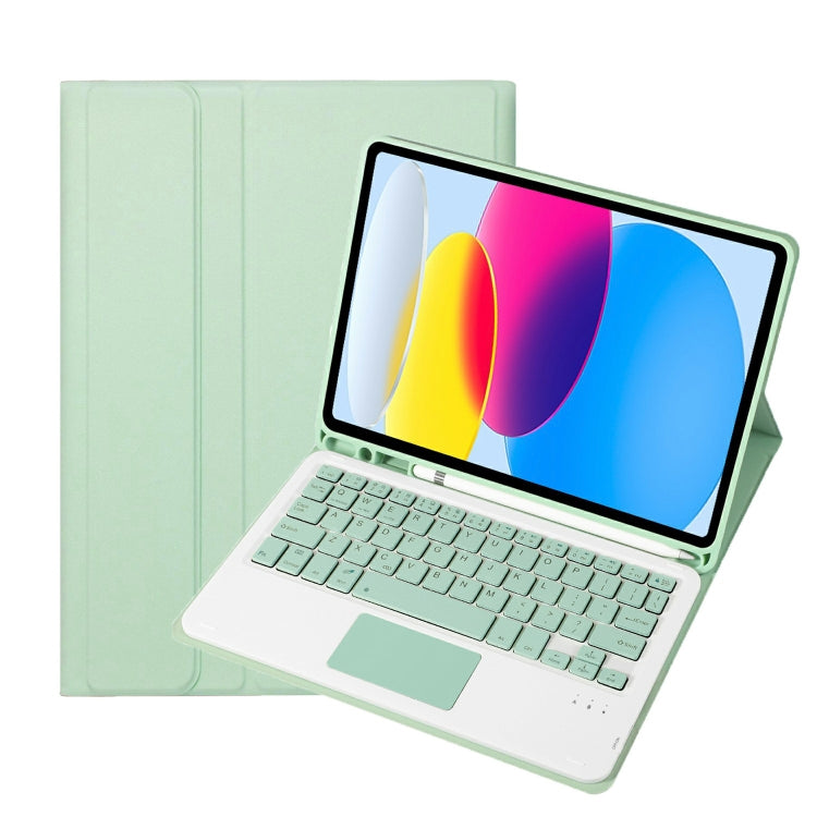 For iPad 10th Gen 10.9 2022 A10B-A Lambskin Texture Bluetooth Touch Keyboard Leather Tablet Case with Pen Slot (Green) - Universal by PMC TechLife | Online Shopping South Africa | PMC TechLife