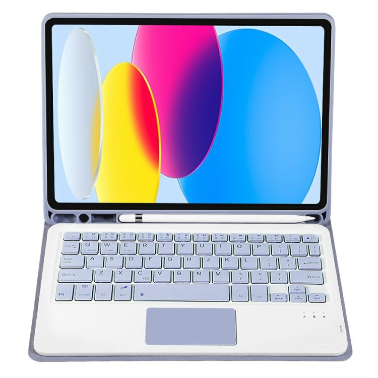 For iPad 10th Gen 10.9 2022 A10B-A Lambskin Texture Bluetooth Touch Keyboard Leather Tablet Case with Pen Slot (Purple) - Universal by PMC TechLife | Online Shopping South Africa | PMC TechLife