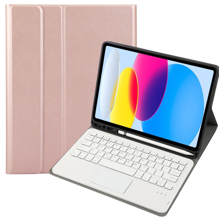 For iPad 11 2025 / 10th Gen 10.9 2022 A10B-A Lambskin Texture Bluetooth Touch Keyboard Leather Tablet Case with Pen Slot(Rose Gold) - Universal by PMC Jewellery | Online Shopping South Africa | PMC Jewellery | Buy Now Pay Later Mobicred