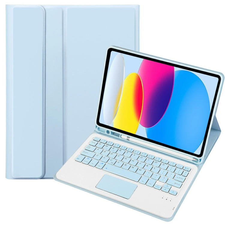 For iPad 10th Gen 10.9 2022 A10B-A Lambskin Texture Bluetooth Touch Keyboard Leather Tablet Case with Pen Slot (Baby Blue) - Universal by PMC TechLife | Online Shopping South Africa | PMC TechLife