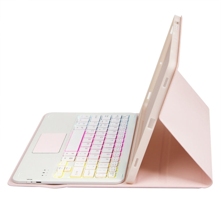 For iPad 11 2025 / 10th Gen 10.9 2022 A10B-AS Lambskin Texture Backlight Bluetooth Touch Keyboard Leather Tablet Case with Pen Slot (Pink) - Universal by PMC TechLife | Online Shopping South Africa | PMC TechLife | Buy Now Pay Later Mobicred