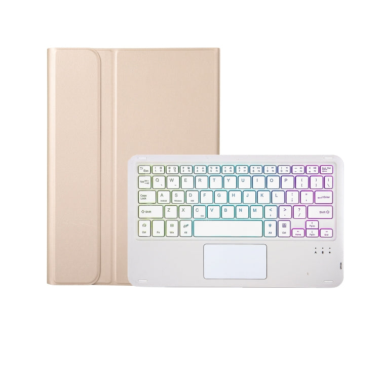 For iPad 10th Gen 10.9 2022 A10B-AS Lambskin Texture Backlight Bluetooth Touch Keyboard Leather Tablet Case with Pen Slot(Gold) - Universal by PMC TechLife | Online Shopping South Africa | PMC TechLife