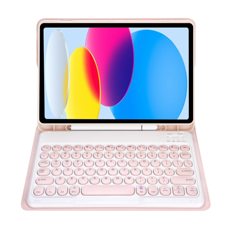 For iPad 10th Gen 10.9 2022 YA10B Lambskin Texture Bluetooth Keyboard Leather Tablet Case with Pen Slot (Pink) - Universal by PMC TechLife | Online Shopping South Africa | PMC TechLife