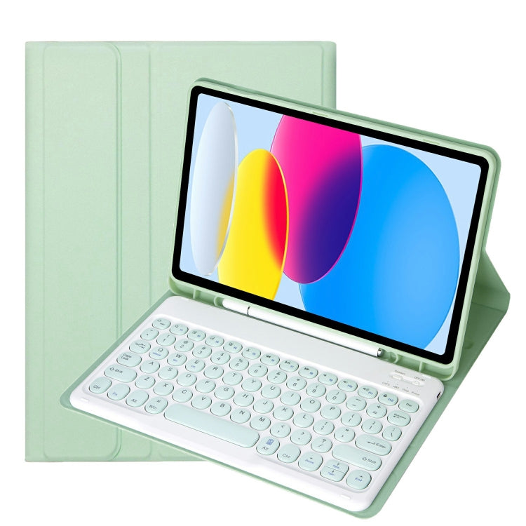 For iPad 10th Gen 10.9 2022 YA10B Lambskin Texture Bluetooth Keyboard Leather Tablet Case with Pen Slot (Green) - Universal by PMC TechLife | Online Shopping South Africa | PMC TechLife