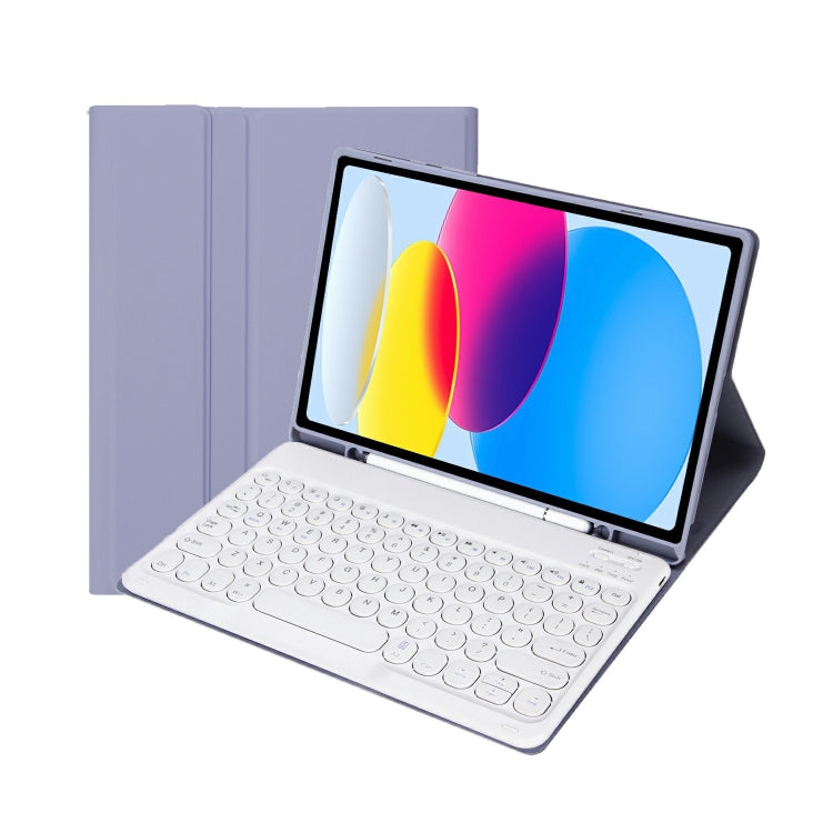 For iPad 10th Gen 10.9 2022 YA10B Lambskin Texture Bluetooth Keyboard Leather Tablet Case with Pen Slot (Purple) - Universal by PMC TechLife | Online Shopping South Africa | PMC TechLife