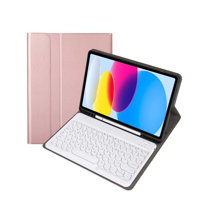 For iPad 10th Gen 10.9 2022 YA10B Lambskin Texture Bluetooth Keyboard Leather Tablet Case with Pen Slot(Rose Gold) - Universal by PMC TechLife | Online Shopping South Africa | PMC TechLife