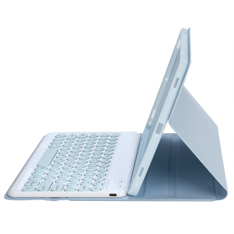 For iPad 11 2025 / 10th Gen 10.9 2022 YA10B Lambskin Texture Bluetooth Keyboard Leather Tablet Case with Pen Slot (Baby Blue) - free shipping - PMC TechLife - Order now!