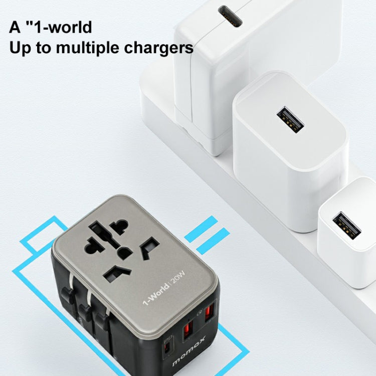 MOMAX UA11 1-World 20W PD Global Travel Fast Charger Power Adapter(White) - Plug Adaptor by MOMAX | Online Shopping South Africa | PMC Jewellery | Buy Now Pay Later Mobicred