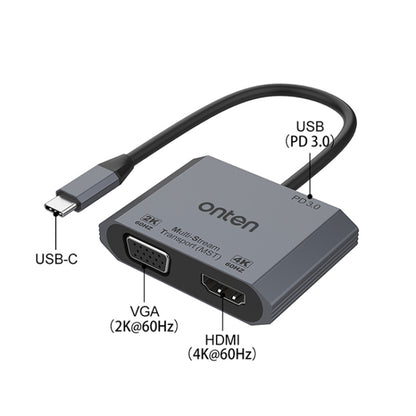 Onten M205 3 in 1 Type-C to HDMI+VGA+PD Fast Charge Video Converter (Grey) - Adapter by Onten | Online Shopping South Africa | PMC Jewellery | Buy Now Pay Later Mobicred