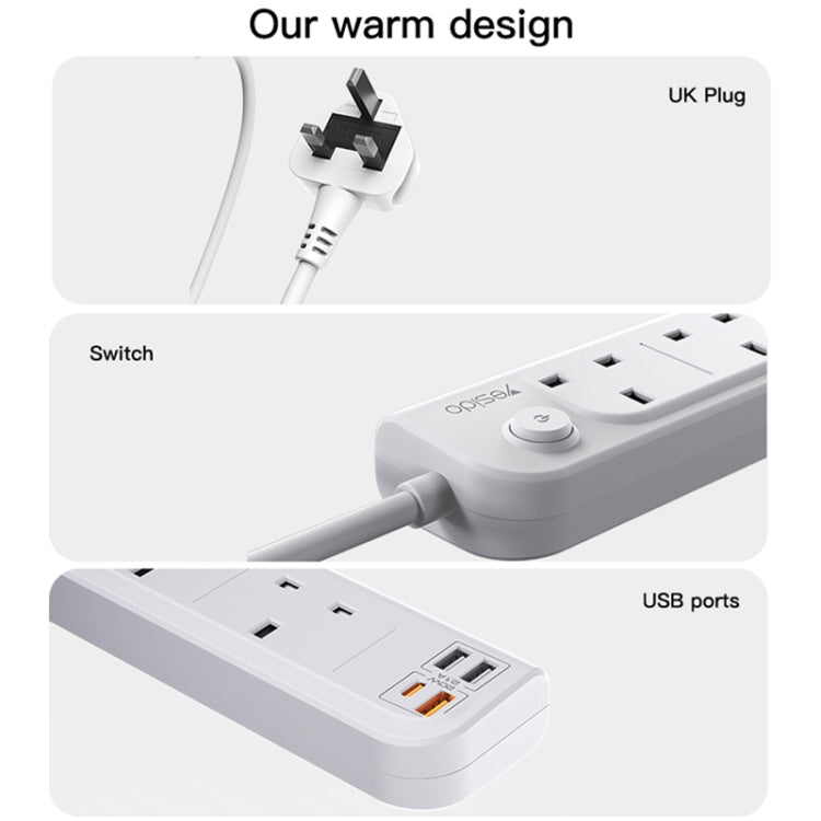 Yesido MC23 3m Home High Power Fast Charging Socket, UK Plug - Extension Socket by Yesido | Online Shopping South Africa | PMC Jewellery | Buy Now Pay Later Mobicred