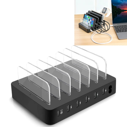 008PD Multi-function AC 100V~240V 6 Ports USB-C PD Detachable Charging Station Smart Charger, US/EU/UK/AU/Japanese Plug(Black) - Multifunction Charger by PMC Jewellery | Online Shopping South Africa | PMC Jewellery | Buy Now Pay Later Mobicred