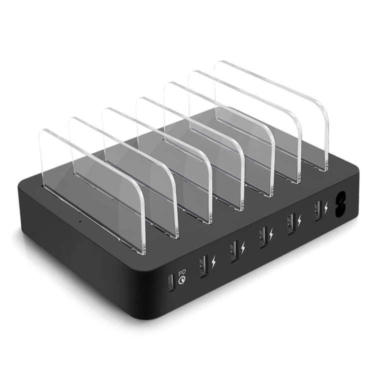 008PD Multi-function AC 100V~240V 6 Ports USB-C PD Detachable Charging Station Smart Charger, US/EU/UK/AU/Japanese Plug(Black) - Multifunction Charger by PMC Jewellery | Online Shopping South Africa | PMC Jewellery | Buy Now Pay Later Mobicred