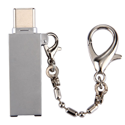 Mini Aluminum Alloy USB 2.0 Female to USB-C / Type-C Male Port Connector Adapter with Chain(Grey) - OTG Adapter by PMC Jewellery | Online Shopping South Africa | PMC Jewellery | Buy Now Pay Later Mobicred