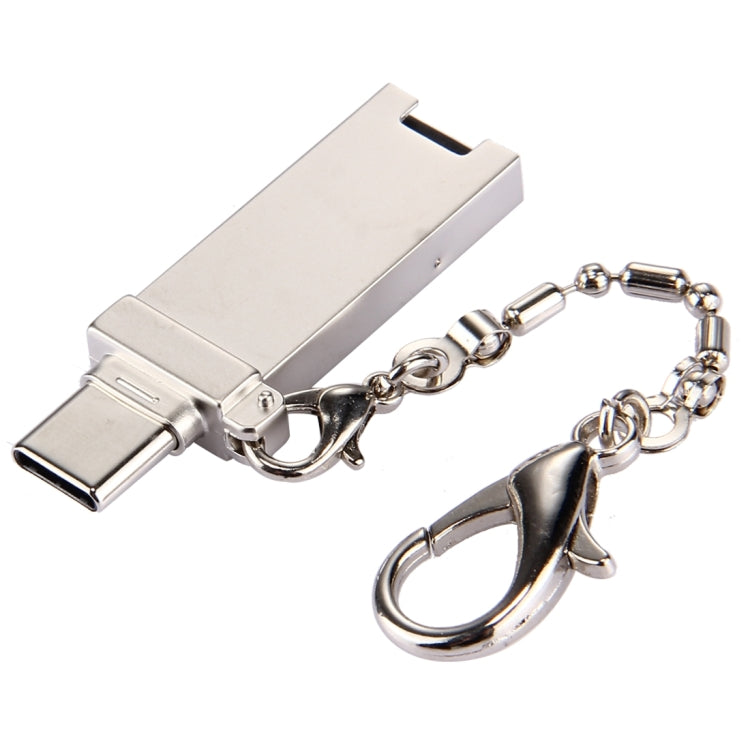 Mini Aluminum Alloy USB 2.0 Female to USB-C / Type-C Male Port Connector Adapter with Chain(Gold) - OTG Adapter by PMC Jewellery | Online Shopping South Africa | PMC Jewellery | Buy Now Pay Later Mobicred