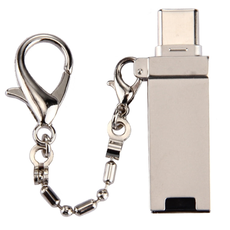 Mini Aluminum Alloy USB 2.0 Female to USB-C / Type-C Male Port Connector Adapter with Chain(Gold) - OTG Adapter by PMC Jewellery | Online Shopping South Africa | PMC Jewellery | Buy Now Pay Later Mobicred