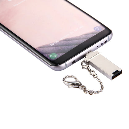 Mini Aluminum Alloy USB 2.0 Female to USB-C / Type-C Male Port Connector Adapter with Chain(Gold) - OTG Adapter by PMC Jewellery | Online Shopping South Africa | PMC Jewellery | Buy Now Pay Later Mobicred