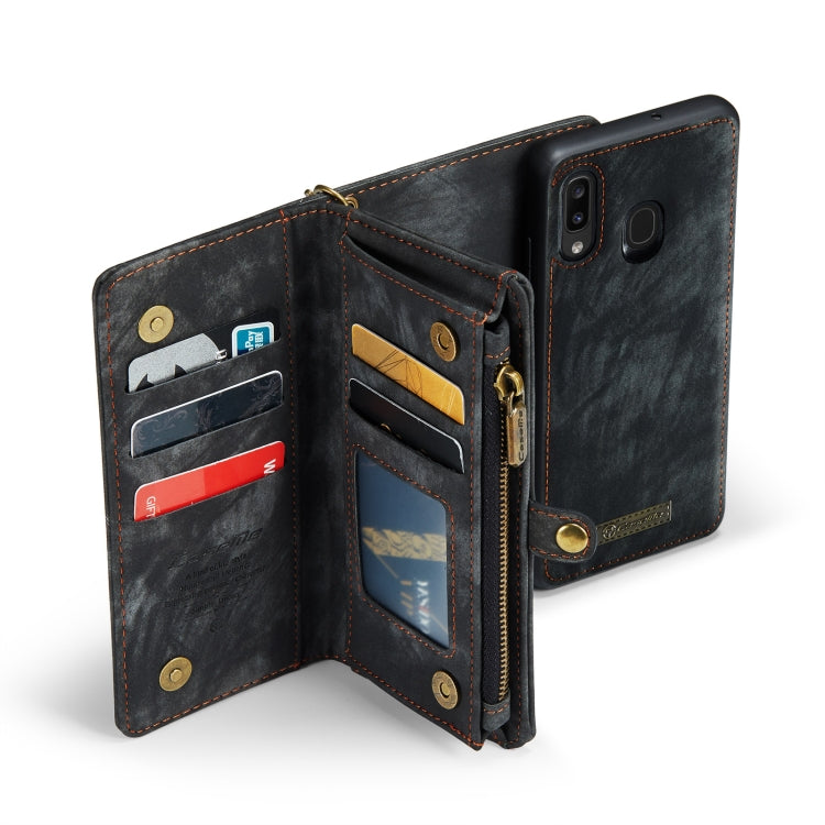 CaseMe-008 Detachable Multifunctional Retro Frosted Horizontal Flip Leather Case for Galaxy A20 / M10S, with Card Slot & Holder & Zipper Wallet & Photo Frame(Black) - free shipping - PMC Jewellery - Order now!