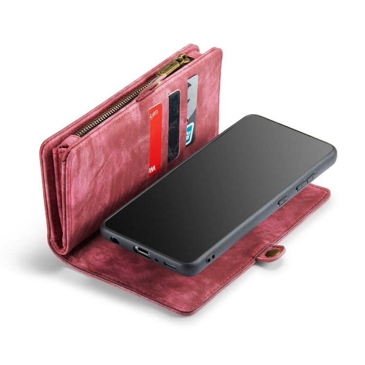 CaseMe-008 Detachable Multifunctional Retro Frosted Horizontal Flip Leather Case for Galaxy A20 / M10S, with Card Slot & Holder & Zipper Wallet & Photo Frame(Red) - free shipping - PMC Jewellery - Order now!