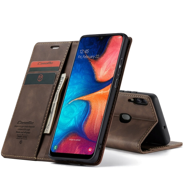 CaseMe-013 Multifunctional Retro Frosted Horizontal Flip Leather Case for Galaxy A20 / A30, with Card Slot & Holder & Wallet (Coffee) - Galaxy Phone Cases by CaseMe | Online Shopping South Africa | PMC Jewellery | Buy Now Pay Later Mobicred