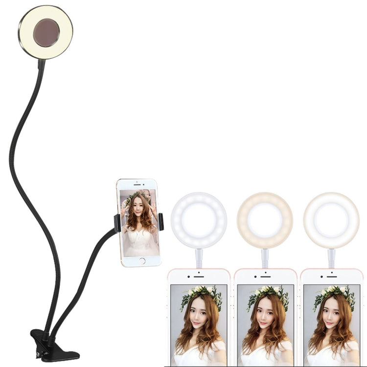 Clip Style Universal Cell Phone Holder Bracket Selfie Ring Light with 3-Color Light Adjustment, for Studio Recording, Live Broadcast, Live Show, KTV, etc.(Black) - Selfie Light by PMC Jewellery | Online Shopping South Africa | PMC Jewellery | Buy Now Pay Later Mobicred