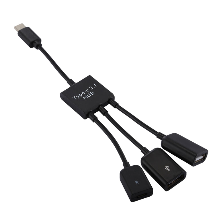 Portable USB-C / Type-C Male to Dual USB Ports Female + Micro USB Female Mini Cable Hub Splitter Adapter - USB HUB by PMC TechLife | Online Shopping South Africa | PMC TechLife | Buy Now Pay Later Mobicred