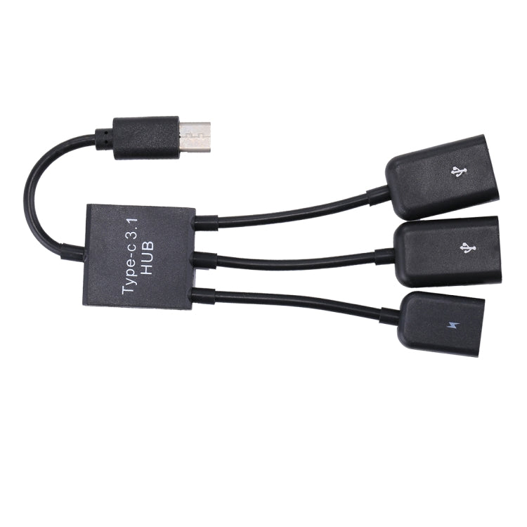 Portable USB-C / Type-C Male to Dual USB Ports Female + Micro USB Female Mini Cable Hub Splitter Adapter - USB HUB by PMC TechLife | Online Shopping South Africa | PMC TechLife | Buy Now Pay Later Mobicred