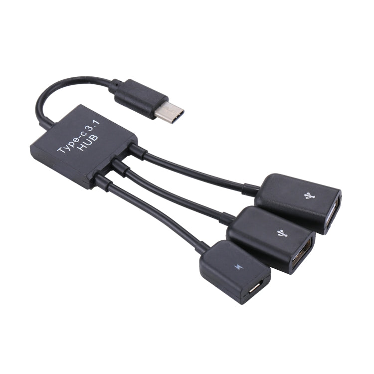 Portable USB-C / Type-C Male to Dual USB Ports Female + Micro USB Female Mini Cable Hub Splitter Adapter - USB HUB by PMC Jewellery | Online Shopping South Africa | PMC Jewellery | Buy Now Pay Later Mobicred