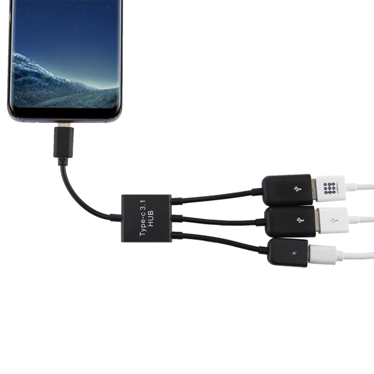 Portable USB-C / Type-C Male to Dual USB Ports Female + Micro USB Female Mini Cable Hub Splitter Adapter - USB HUB by PMC TechLife | Online Shopping South Africa | PMC TechLife | Buy Now Pay Later Mobicred