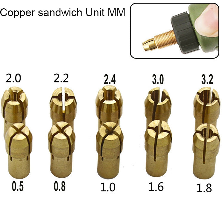 10 in 1 Three-claw Copper Clamp Nut for Electric Mill Fittings���Bore diameter: 0.5-3.2mm - Hex Key & Spanner by PMC TechLife | Online Shopping South Africa | PMC TechLife | Buy Now Pay Later Mobicred