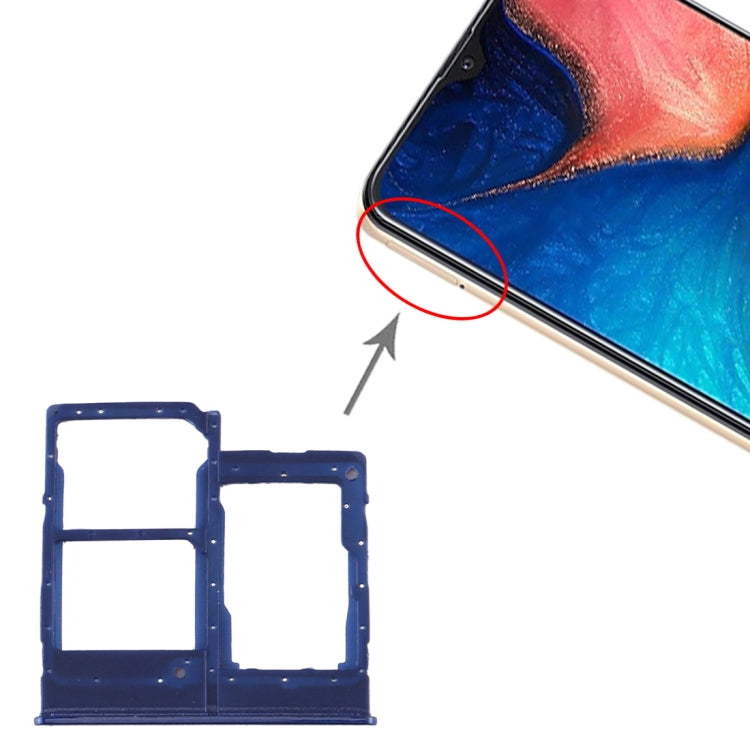 For Samsung Galaxy A20e SIM Card Tray + SIM Card Tray + Micro SD Card Tray (Blue) - Card Socket by PMC Jewellery | Online Shopping South Africa | PMC Jewellery | Buy Now Pay Later Mobicred