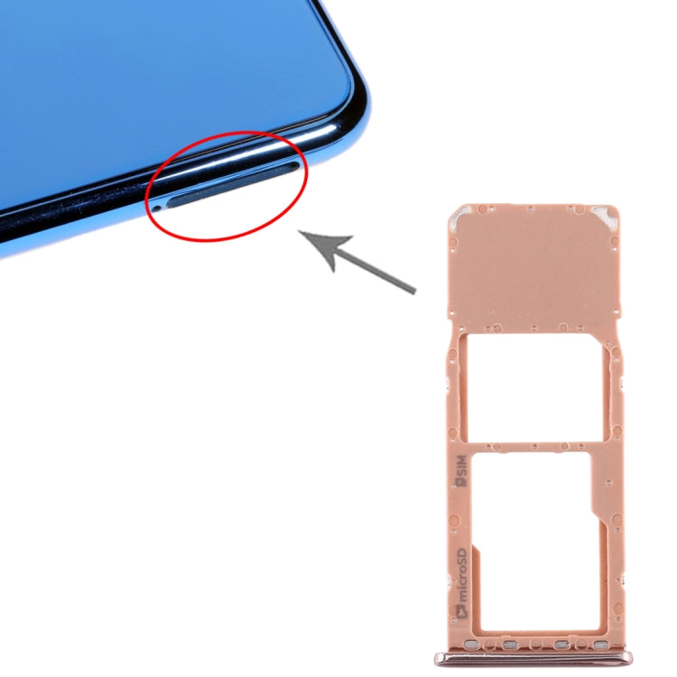 For Galaxy A7 (2018) / A750F SIM Card Tray + Micro SD Card Tray (Gold) - free shipping - PMc TechLife - Order now!