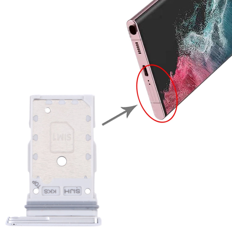 For Samsung Galaxy S22 Ultra 5G SM-S908B Original SIM Card Tray + SIM Card Tray (White) - free shipping - PMc TechLife - Order now!