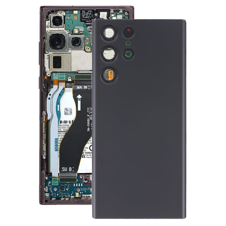 For Samsung Galaxy S22 Ultra 5G SM-S908B Battery Back Cover with Camera Lens Cover (Black) - free shipping - PMc TechLife - Order now!