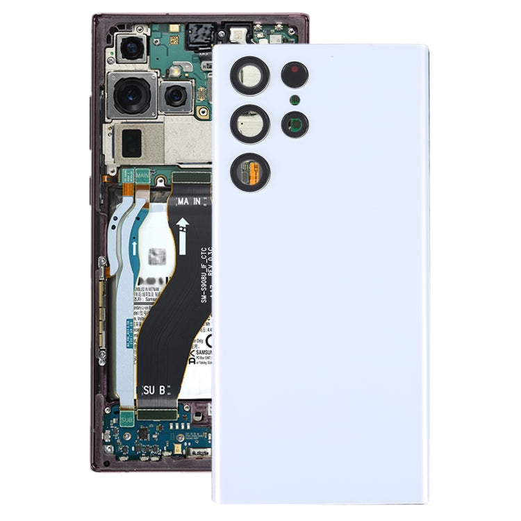 For Samsung Galaxy S22 Ultra 5G SM-S908B Battery Back Cover with Camera Lens Cover (White) - free shipping - PMc TechLife - Order now!