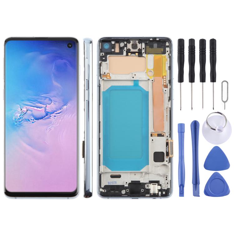For Samsung Galaxy S10 4G SM-G973F 6.05 inch TFT LCD Screen Digitizer Full Assembly with Frame, Not Supporting Fingerprint Identification(Blue) - free shipping - PMC TechLife - Order now!