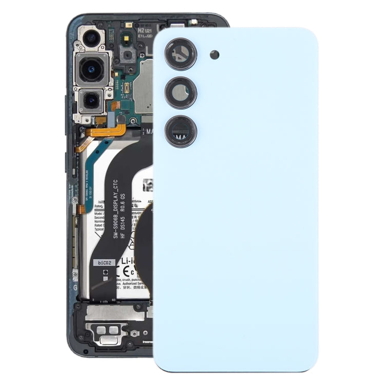 For Samsung Galaxy S23 SM-S911B OEM Glass Battery Back Cover with Camera Lens Cover(Blue) - free shipping - PMc TechLife - Order now!