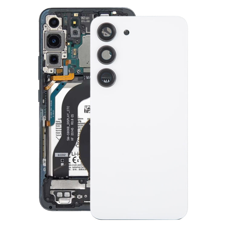 For Samsung Galaxy S23 SM-S911B OEM Glass Battery Back Cover with Camera Lens Cover(White) - free shipping - PMc TechLife - Order now!