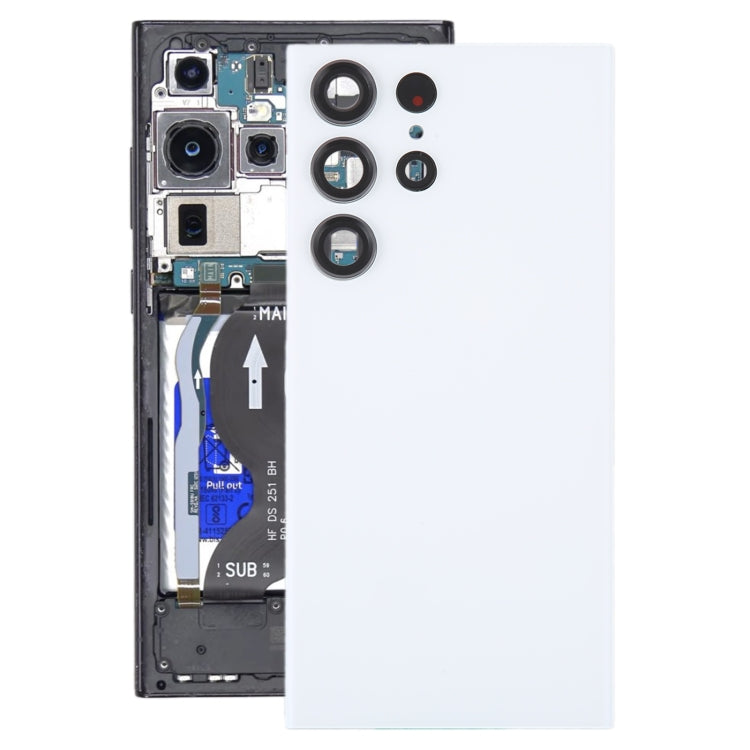 For Samsung Galaxy S23 Ultra SM-S918 Glass Battery Back Cover with Camera Lens Cover(White) - free shipping - PMc TechLife - Order now!