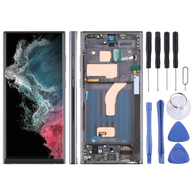For Samsung Galaxy S22 Ultra SM-S908B 6.72 inch TFT LCD Screen Digitizer Full Assembly with Frame, Not Supporting Fingerprint Identification (Grey) - free shipping - PMC TechLife - Order now!