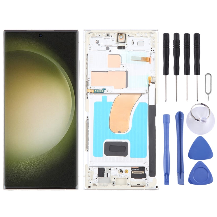 For Samsung Galaxy S23 Ultra 5G SM-S918U US Edition 6.78 inch OLED LCD Screen Digitizer Full Assembly with Frame (Silver) - free shipping - PMc TechLife - Order now!