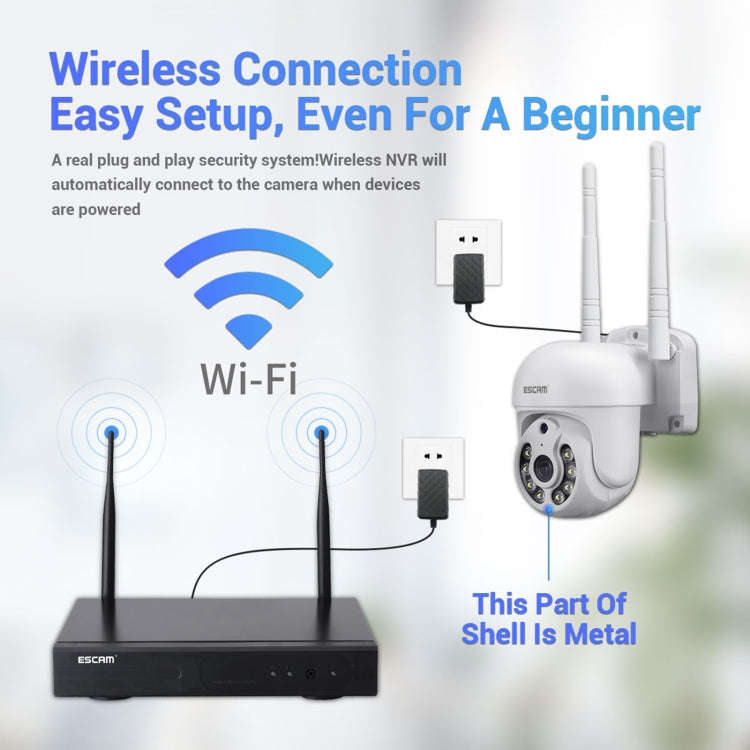 ESCAM WNK714 3.0 Million Pixels 4-channel HD Dome Camera NVR Wireless Monitoring Kit, AU Plug - free shipping - PMC TechLife - Order now!