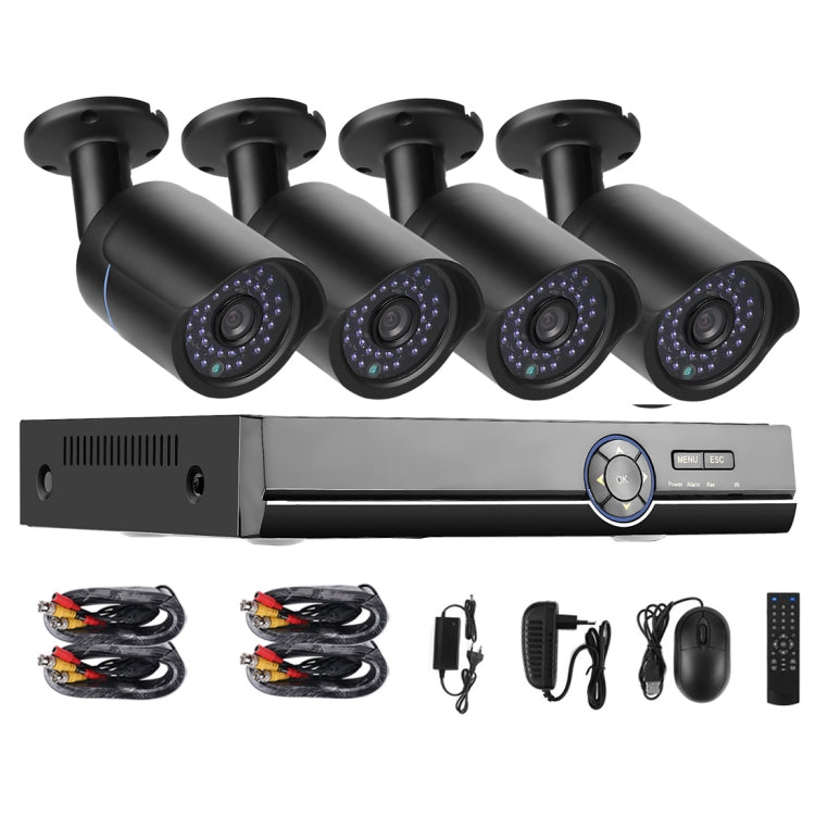 A4B5 4 Channel 720P 1.0 Mega Pixel 4 x Bullet AHD Cameras AHD DVR Kit, Support Night Vision / Motion Detection, IR Distance: 20m(Black) - Video Recorder Kit by PMc TechLife | Online Shopping South Africa | PMc TechLife | Buy Now Pay Later Mobicred