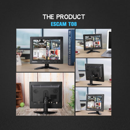 ESCAM T08 8 inch TFT LCD 1024x768 Monitor with VGA & HDMI & AV & BNC & USB for PC CCTV Security - DVD & LCD Player by ESCAM | Online Shopping South Africa | PMC Jewellery | Buy Now Pay Later Mobicred