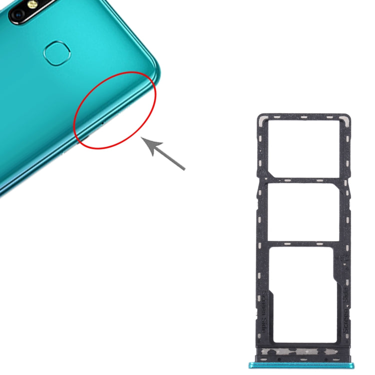For Infinix Hot 10s NFC/Hot 10s/Hot 10T SIM Card Tray + SIM Card Tray + Micro SD Card Tray (Green) - free shipping - PMC TechLife - Order now!