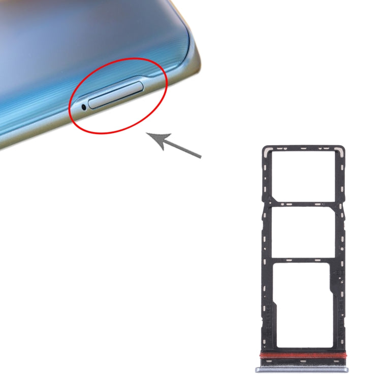For Tecno Camon 17 CG6 CG6J SIM Card Tray + SIM Card Tray + Micro SD Card Tray (Silver) - Card Tray by PMc TechLife | Online Shopping South Africa | PMc TechLife | Buy Now Pay Later Mobicred