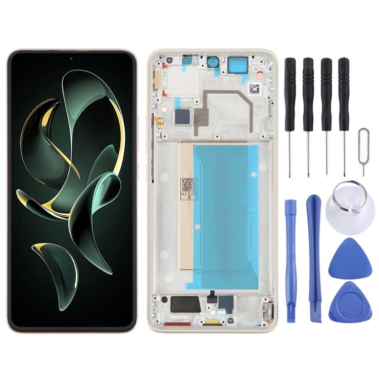 For Xiaomi 13T Pro Original AMOLED Material LCD Screen Digitizer Full Assembly with Frame (Gold) - LCD Screen by PMC Jewellery | Online Shopping South Africa | PMC Jewellery