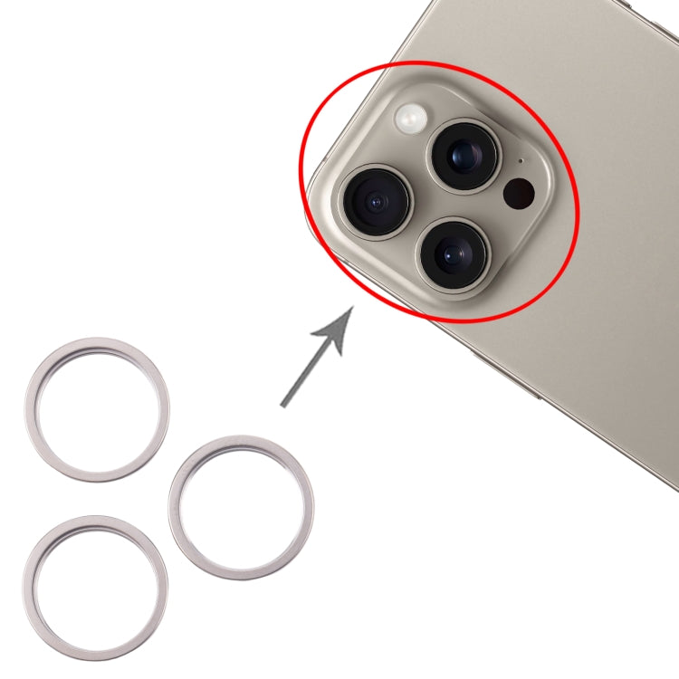 For iPhone 16 Pro 3pcs/set Rear Camera Glass Lens Metal Outside Protector Hoop Ring (Titanium Color) -  by PMC Jewellery | Online Shopping South Africa | PMC Jewellery | Buy Now Pay Later Mobicred